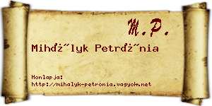 Mihályk Petrónia névjegykártya